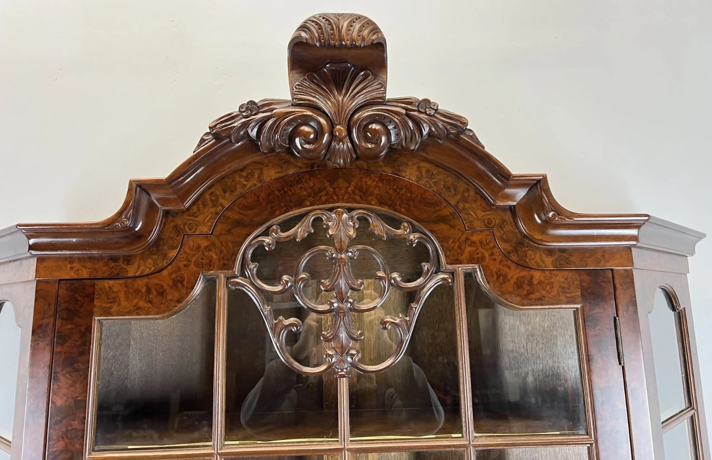 Bookcase Vintage French Carved Glass Doors Sideboard Drawers Cabinet LOT 4490
