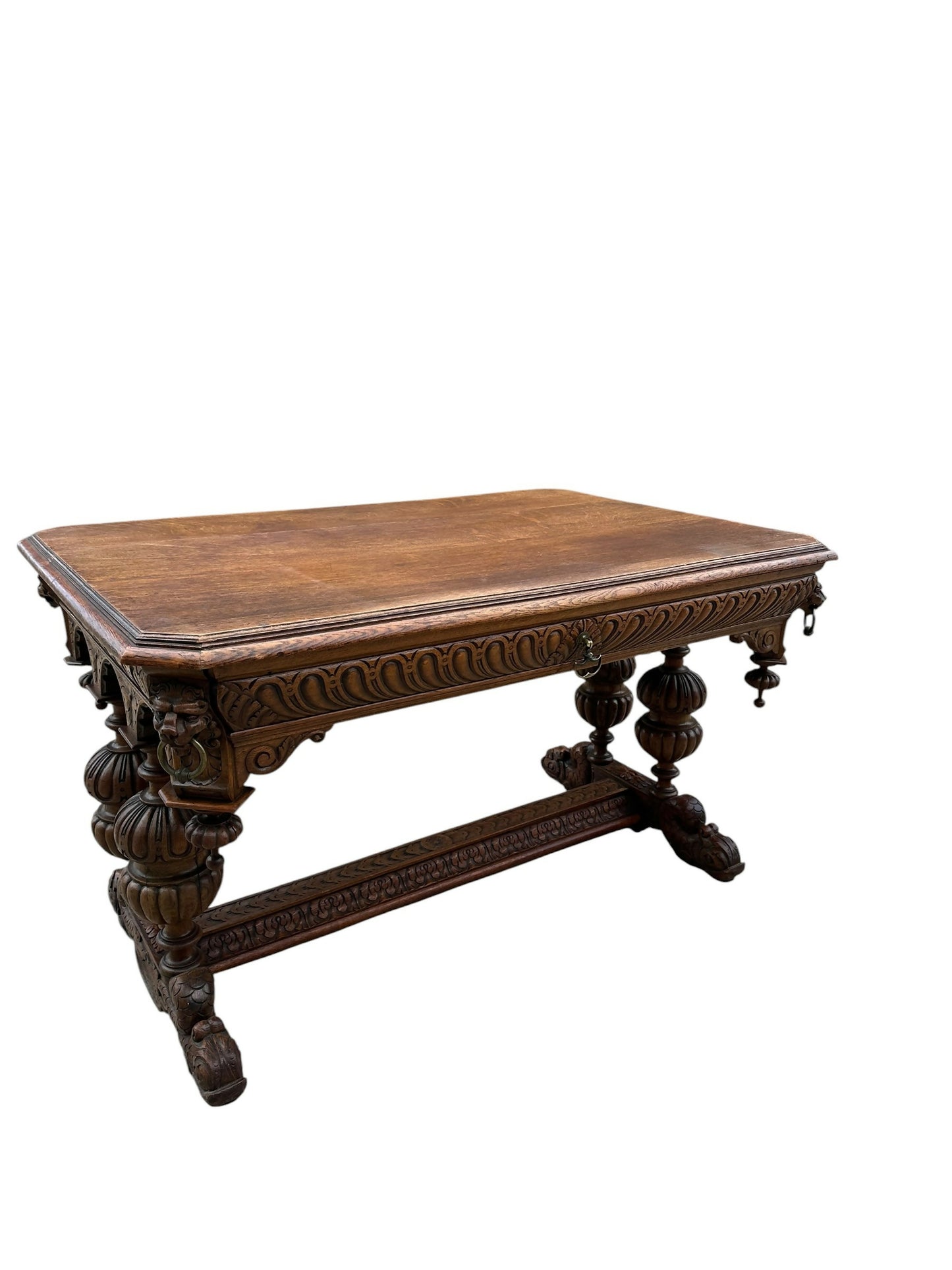 Antique Victorian solid Oak library table