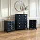 Stag minstrel black chest of drawers vintage tallboy with exposed wood top