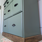 Professionally Upcycled 9-Drawer Captain's Chest – Sage Green & Dark Wood