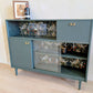 Mid Century Nathan Cocktail Cabinet /.Glass Door Bookcase