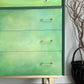 Mid Century Chest of Drawers Hand Painted Green With Gold Legs