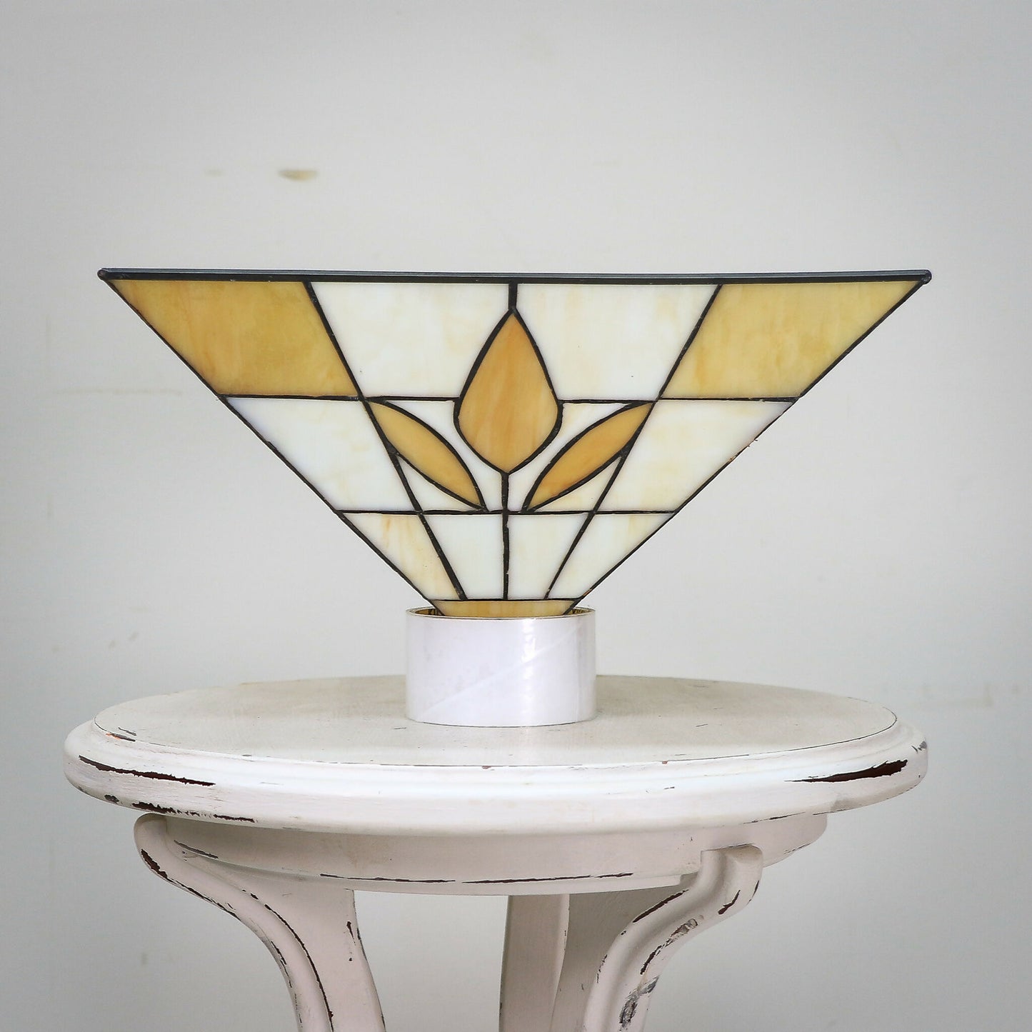 Art Deco Tiffany style Pendant Lampshade Gold and White.