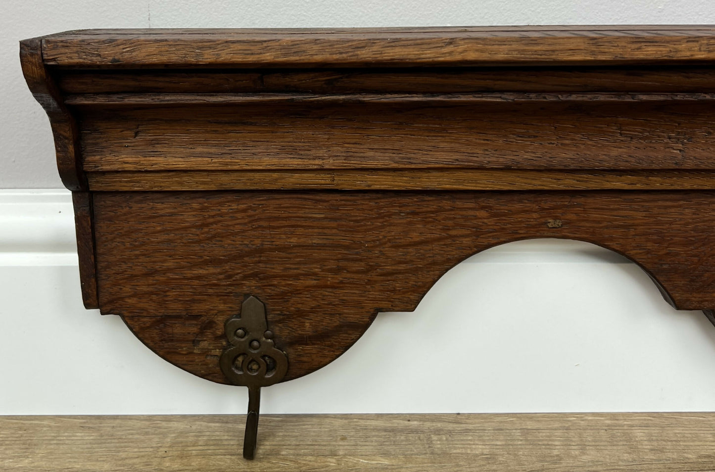 Coat Rack Antique French Carved Oak Wall Mounted 4 Hooks Rack Hanger LOT 6207