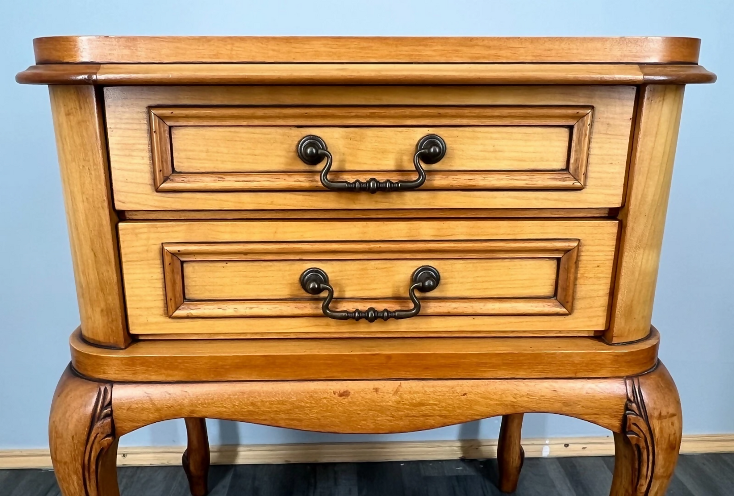 Bedside Table Vintage French Louis XVI Nightstand 2 Drawers Cabinet LOT 3586
