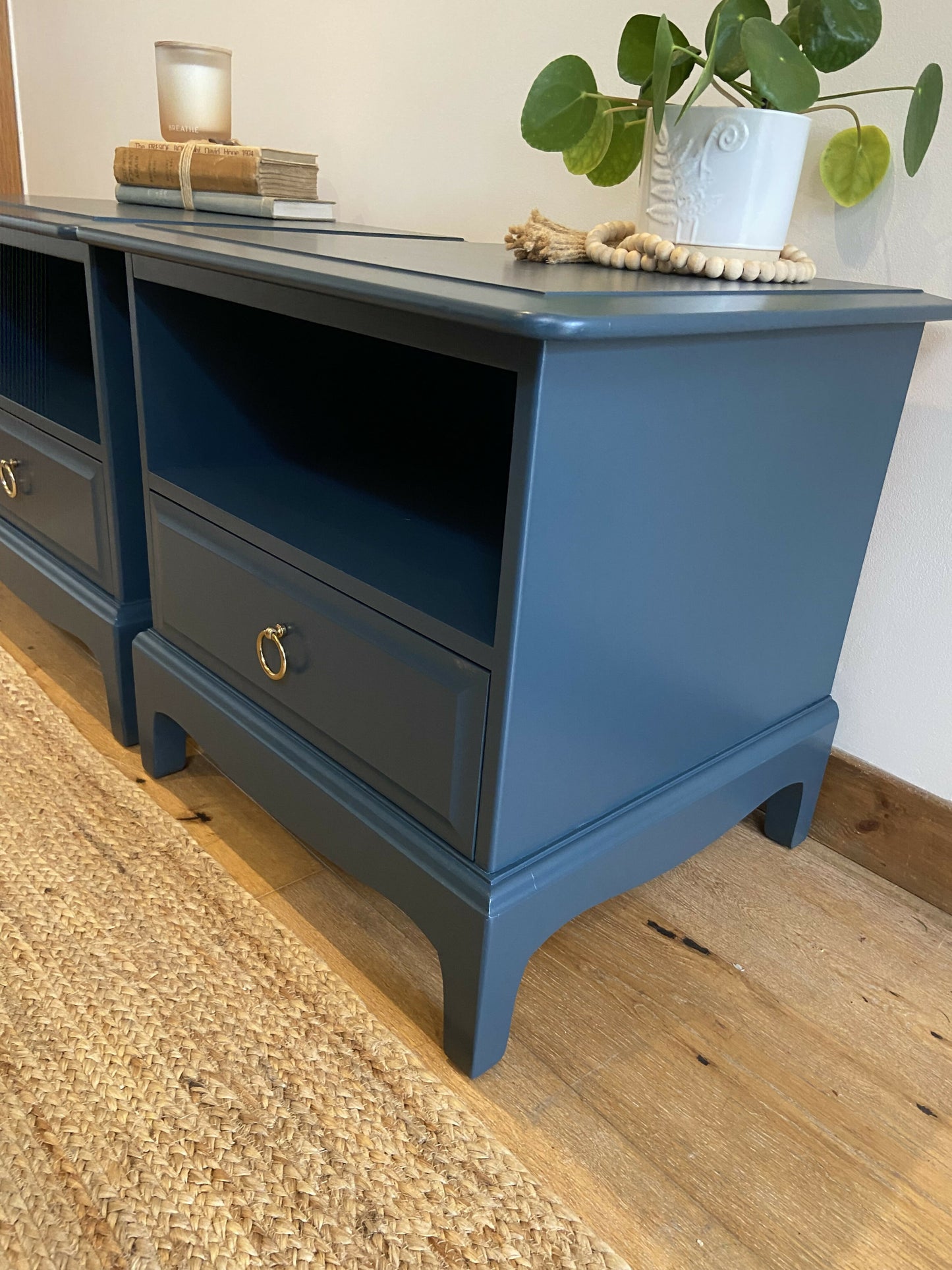 Stag bedside cabinets one drawer, pair