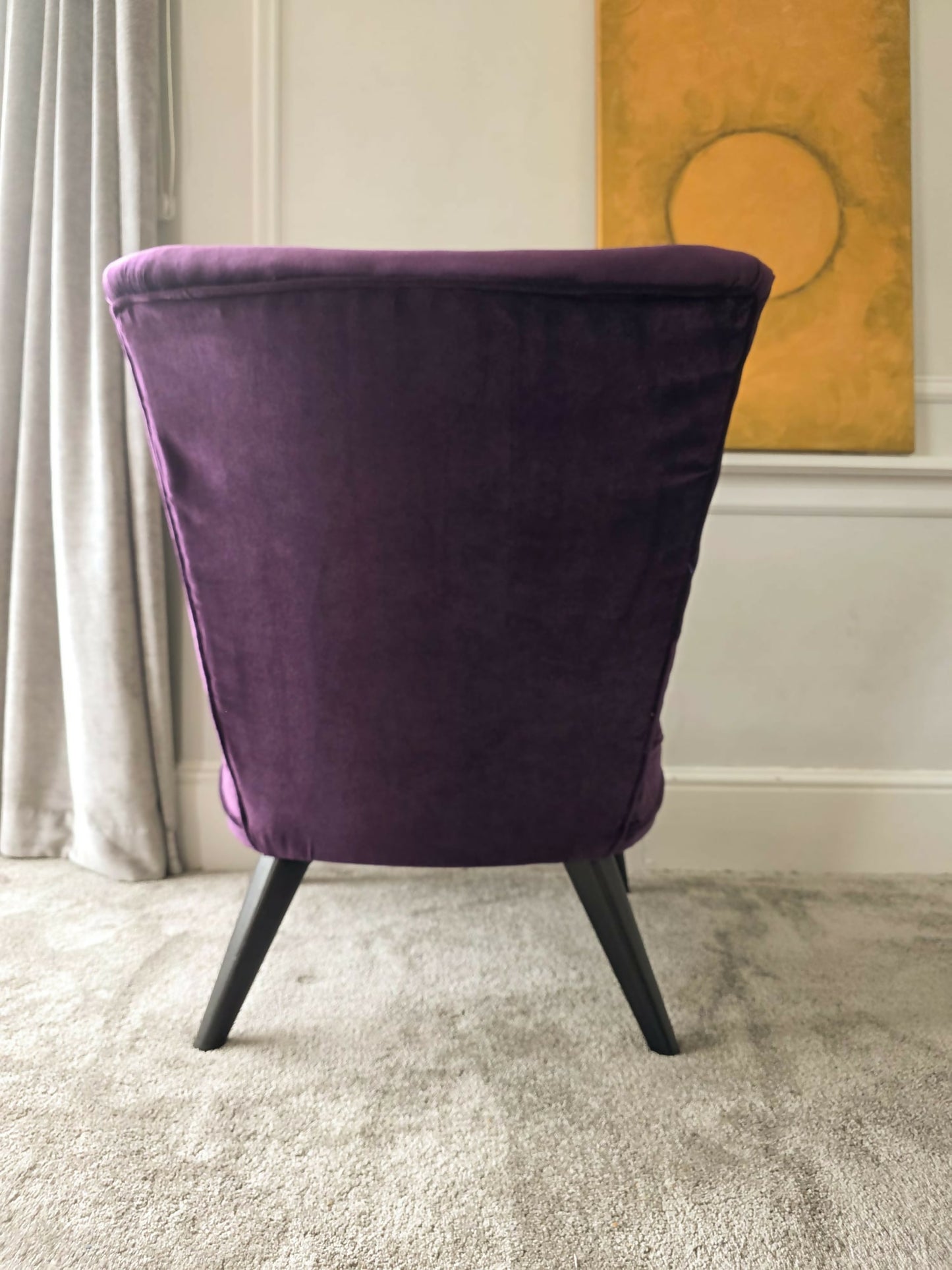 MCM Cocktail Chair. Plush Top Quality Cotton Velvet. Restored and Reupholstered.