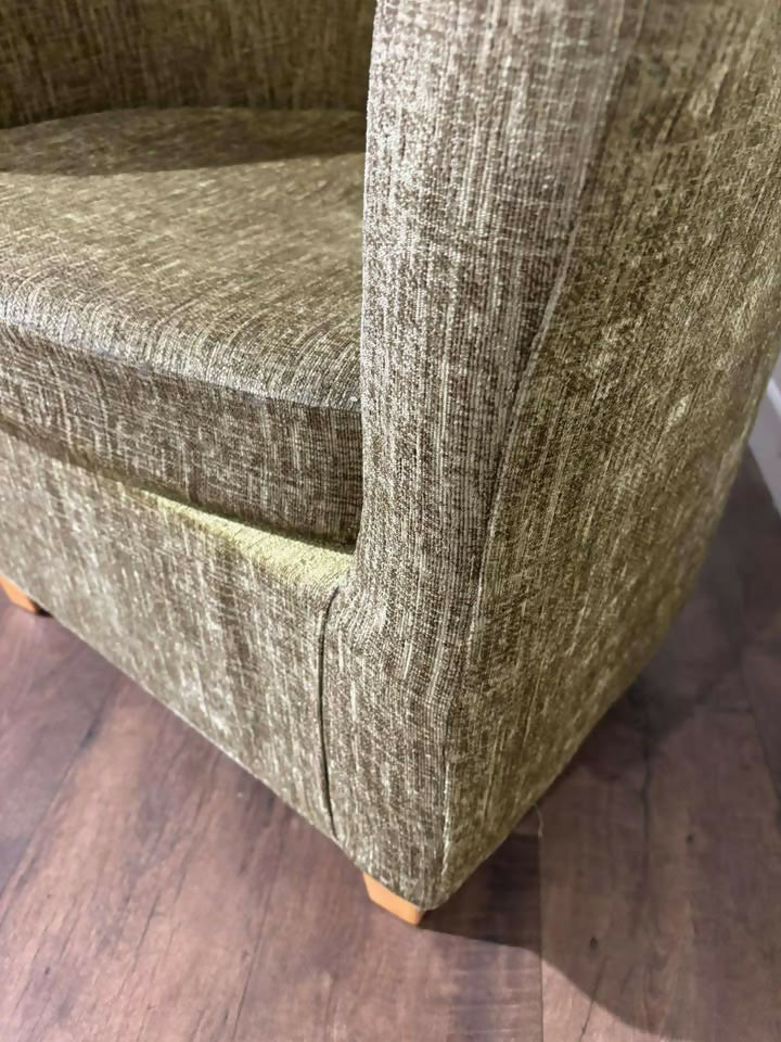 Pair of Chenille Lime Green Tub Chairs