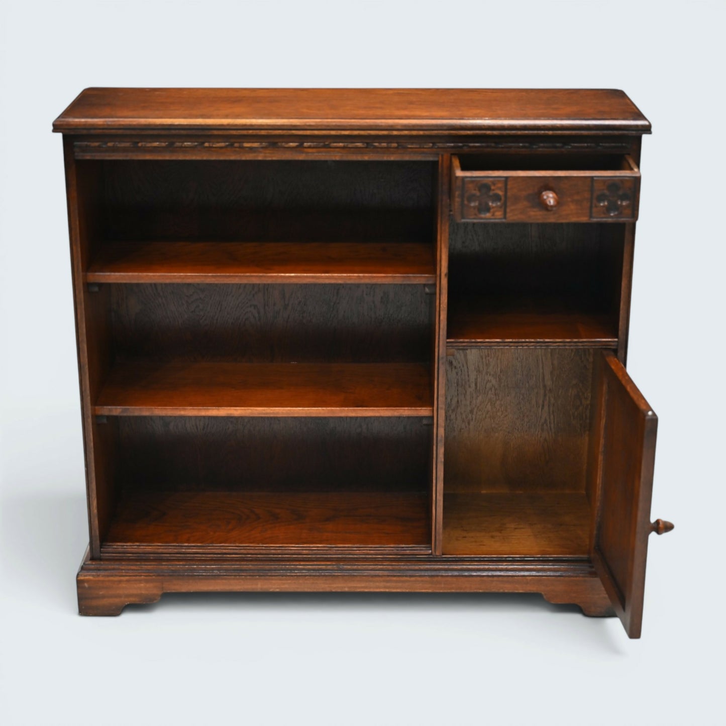 Old Charm Narrow Bookcase Cupboard Drawer Tudor Brown Finish FREE UK Delivery*