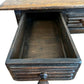 Vintage 1930s Solid Wood Desk 5 Drawer Console Table Carved Front 109cm