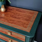 Mid Century Desk, Vintage Stag Desk, Dark Green and Gold Desk with Drawers.