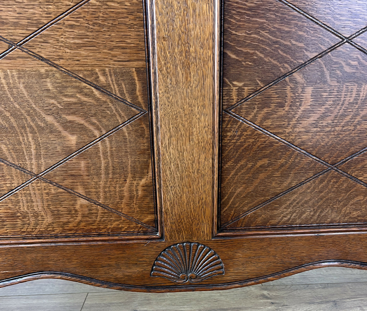 Bed Vintage French Louis XVI Oak King Size Bed Frame Carved Headboard LOT 6383