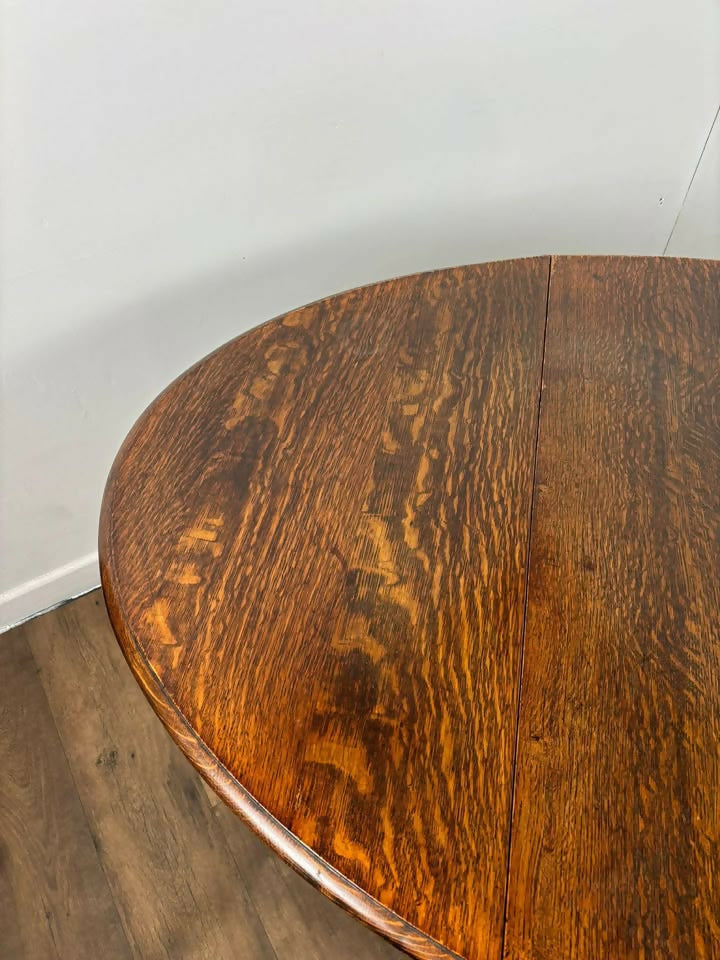 Vintage Oak Drop Leaf Table With Barley Twist Support