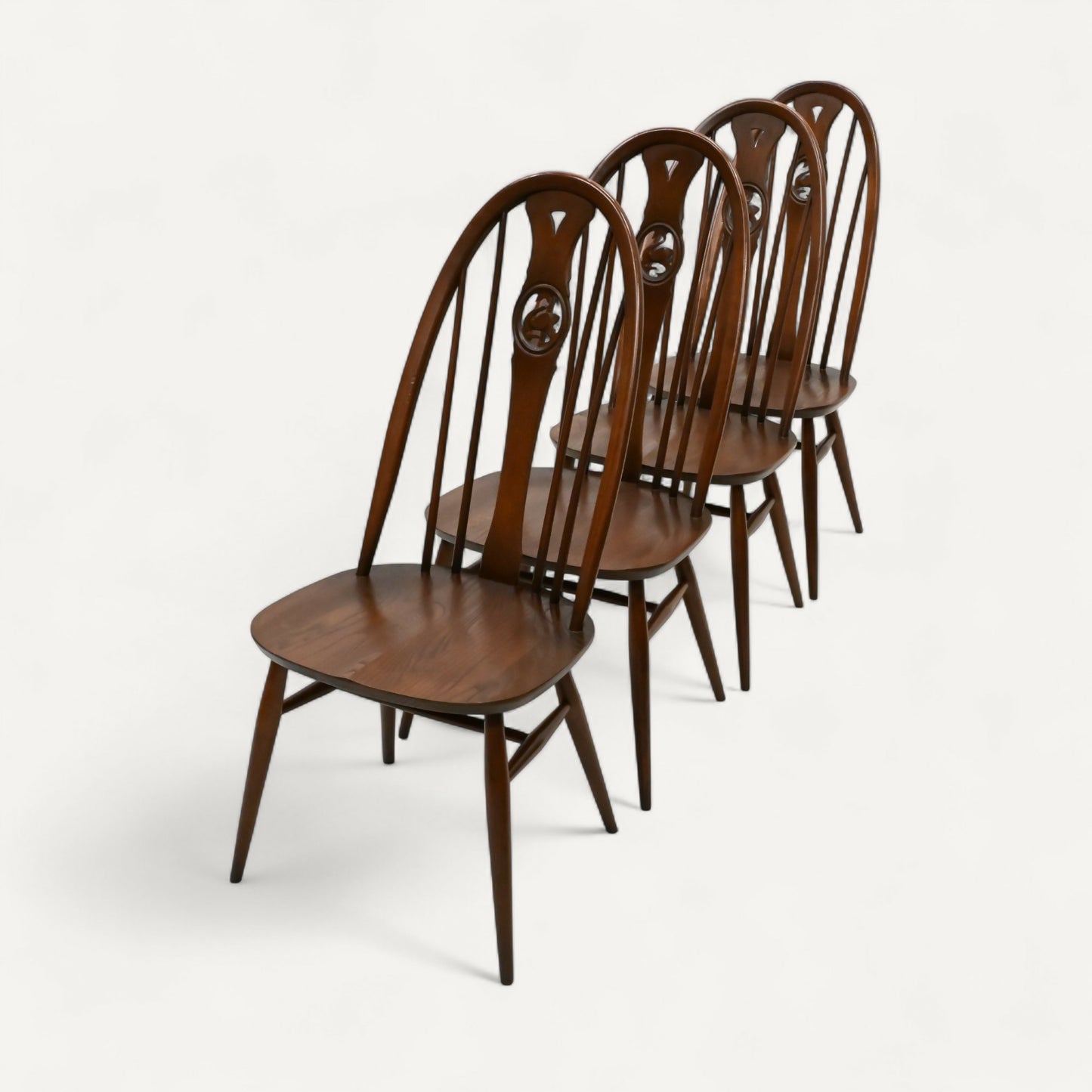 4 Ercol Dining Chairs Windsor Bow Backs Swan Fruitwood Finish FREE UK Delivery. SBR10473/1605E