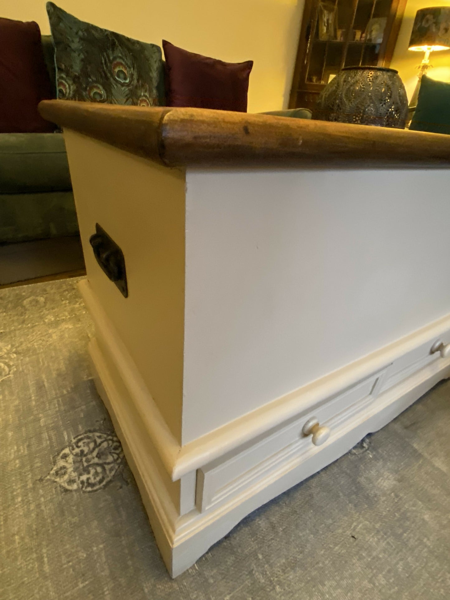 Vintage Painted Pine Chest, Blanket Box, Ottoman