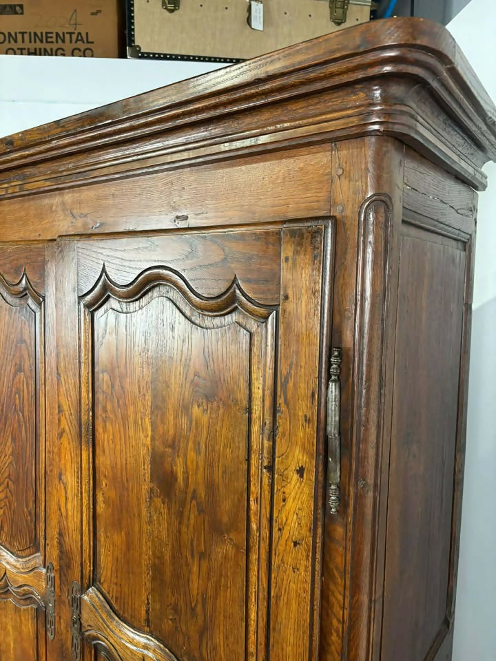 Antique French Oak Two Door Armoire / Wardrobe