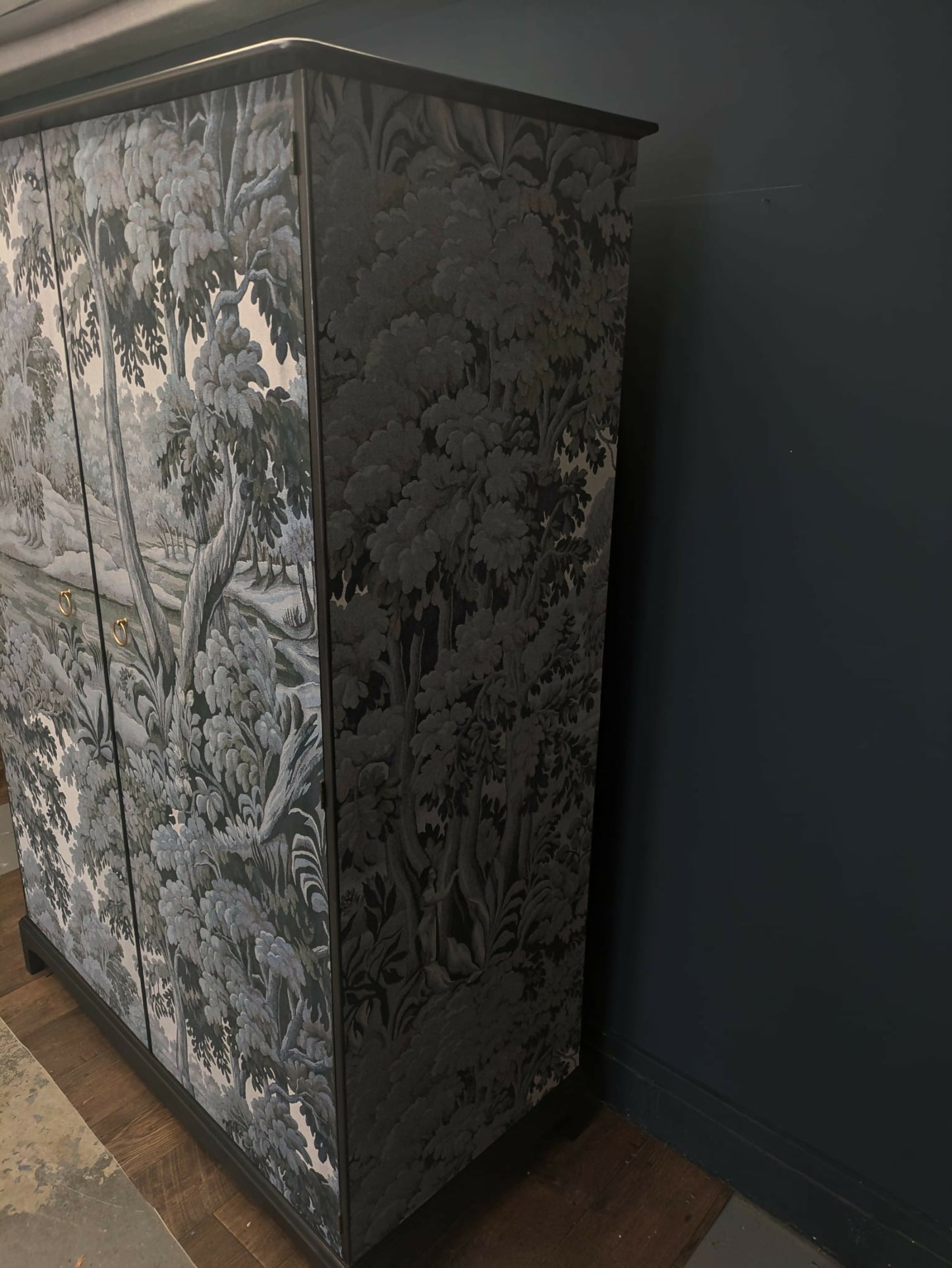 Upcycled Mid-Century Armoire Grey Woodland Stag Wardrobe, Custom Commission