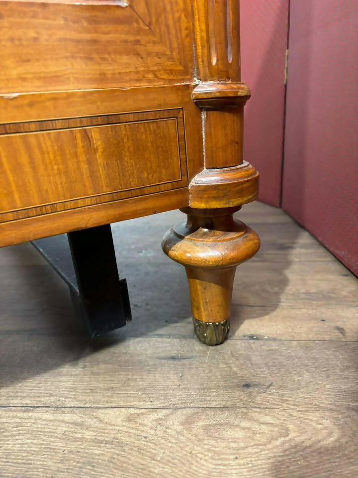 Early 20th French Style Walnut Veneered Bed Frame - 6ft Bed Frame With Gilt Metal