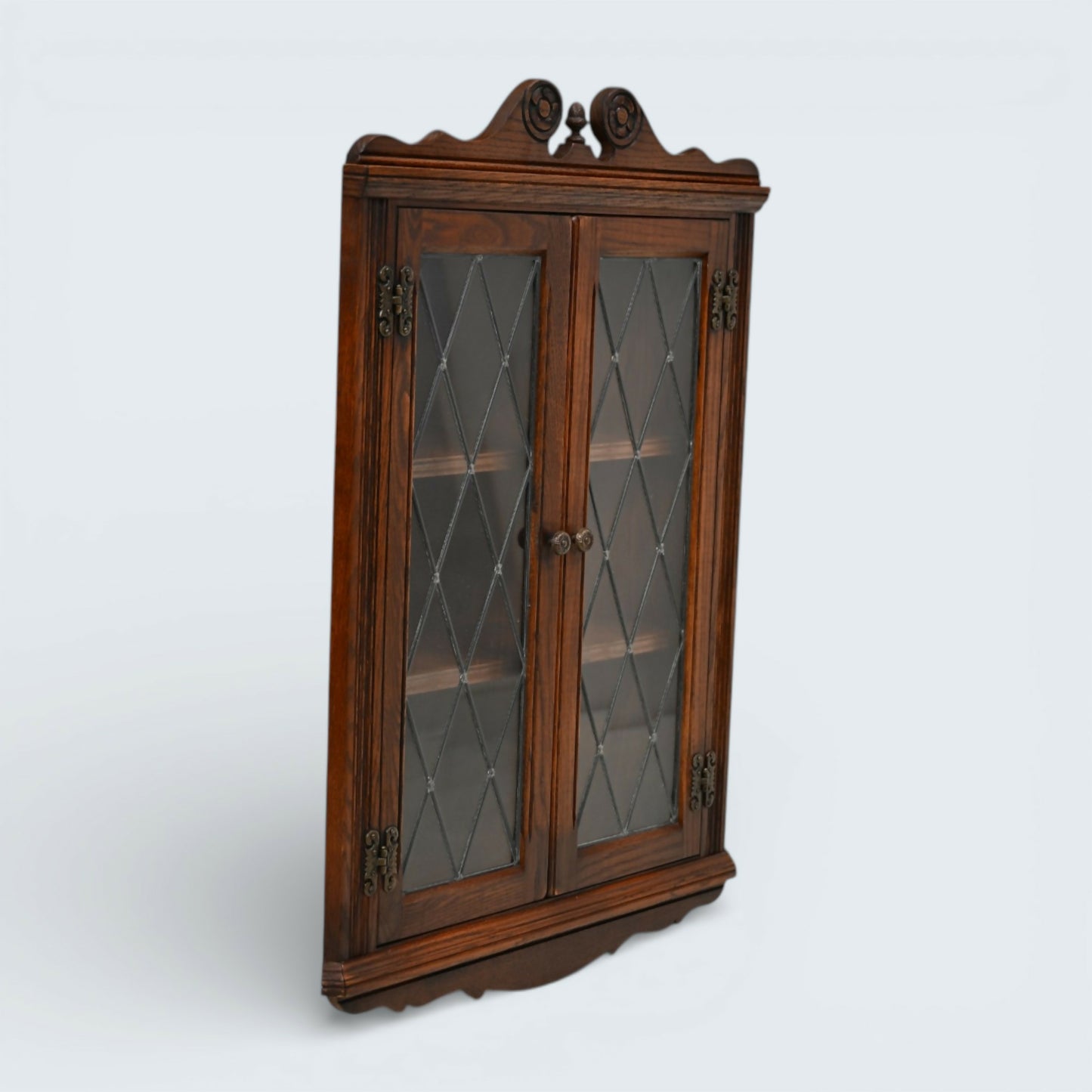 Old Charm Hanging Corner Display Cabinet Leaded Glass Tudor Brown FREE Delivery*