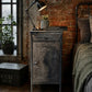 Vintage Industrial Metal Cabinet – French Steel Locker Nightstand – Military Storage Side Table – Loft Bedside Cabinet Rustic Furniture