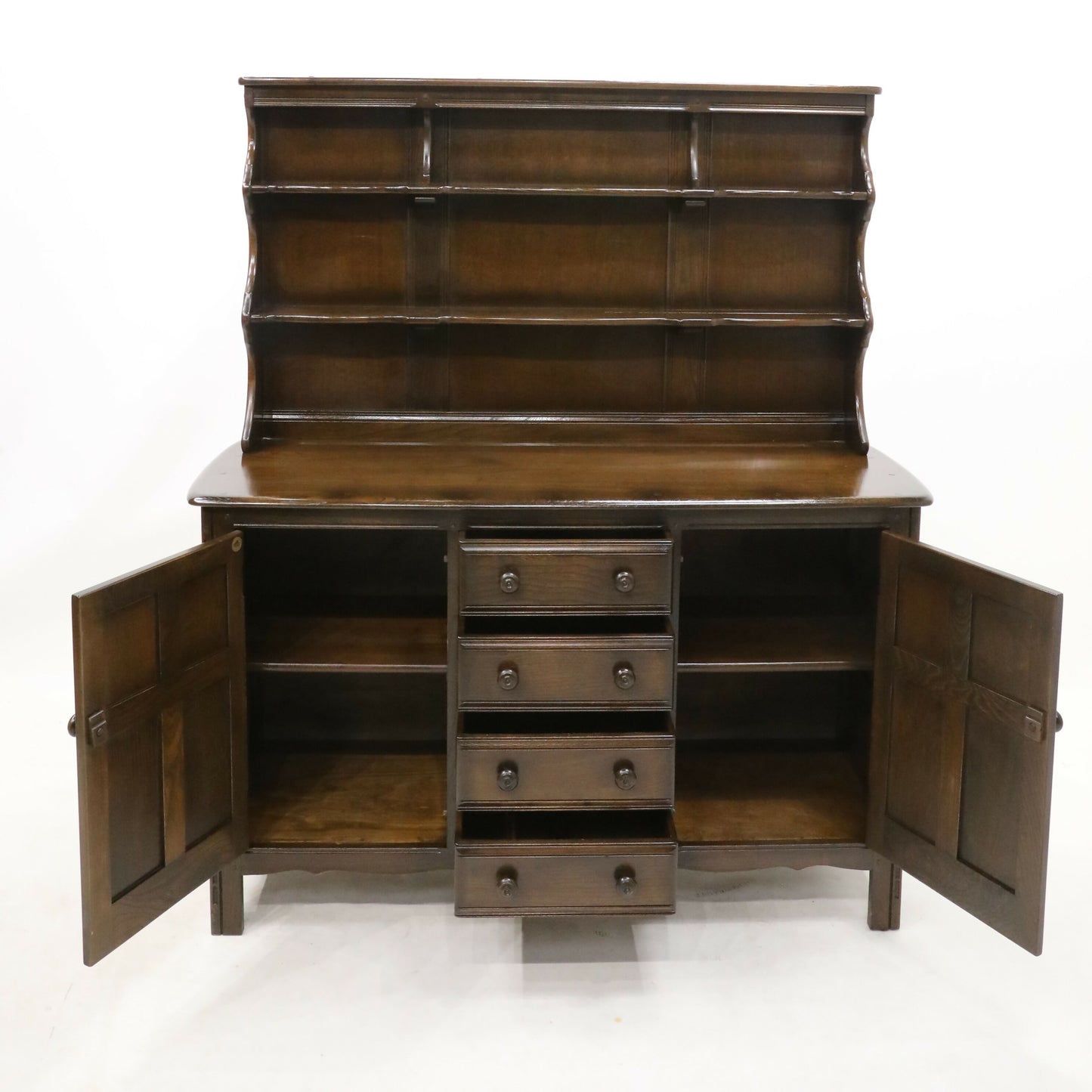 Ercol Old Colonial Welsh Dresser 4 Drawers 2 Cupboards Shelving FREE UK Delivery. SBR8731/1801D