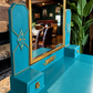Statement Teal Vintage Dressing Table with Mirror & Mother of Pearl Detail
