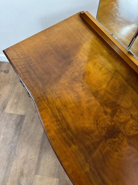 Vintage Austin Suite Walnut Dressing Table with Triple Mirror