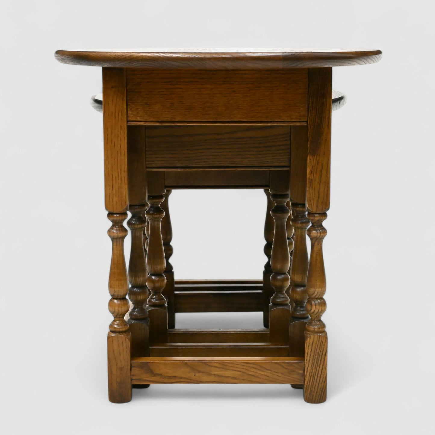 Old Charm Oval Nest of Tables in Light Oak Model 1990 VGC FREE UK Delivery. SBR10567/1006E