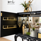 Refurbished Art Deco Burl Walnut Queen Anne Cocktail Cabinet in black and gold with cabriole legs, vintage drinks cabinet,