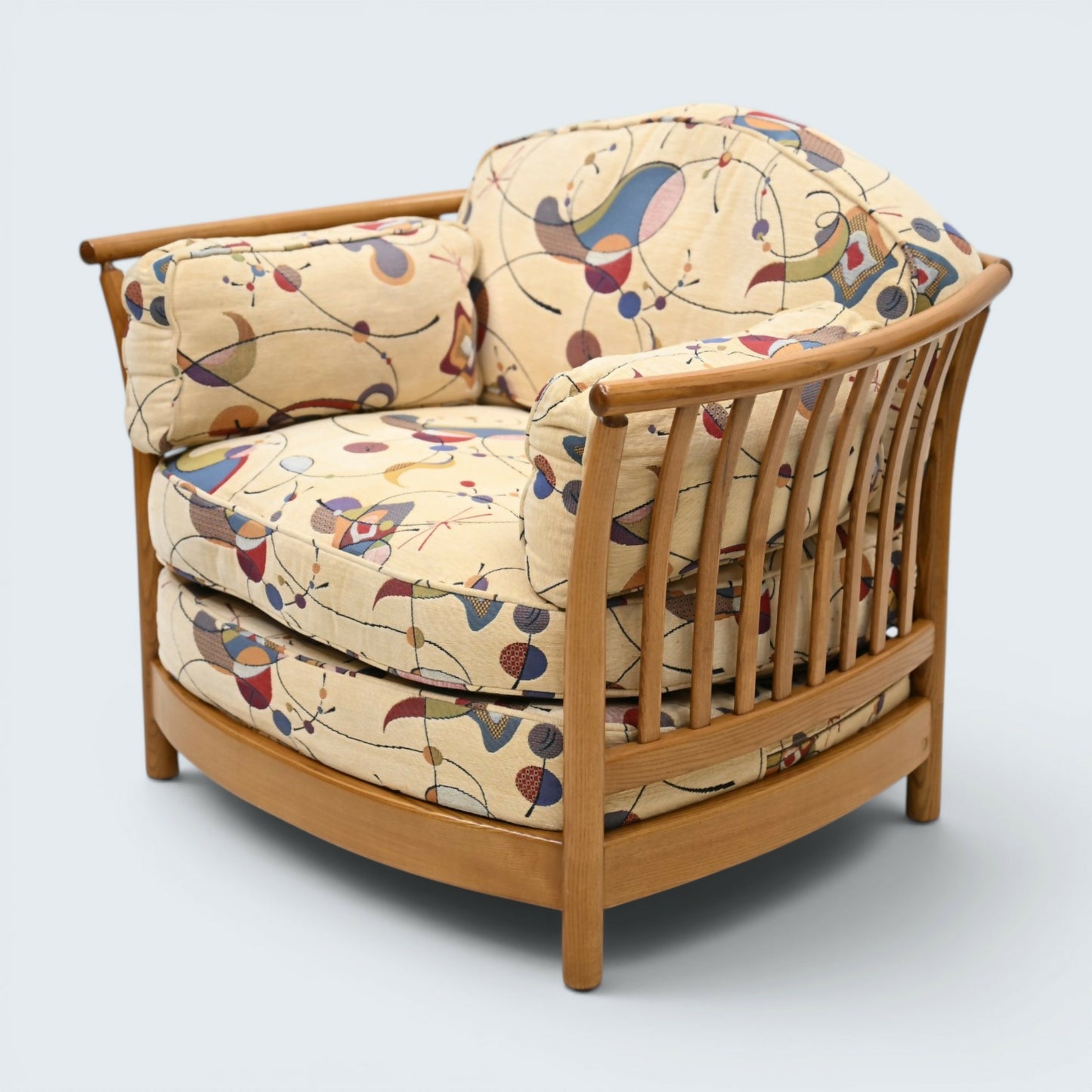 Ercol Renaissance Low Back Easy Chair Light Miro Style Upholsty FREE UK Delivery