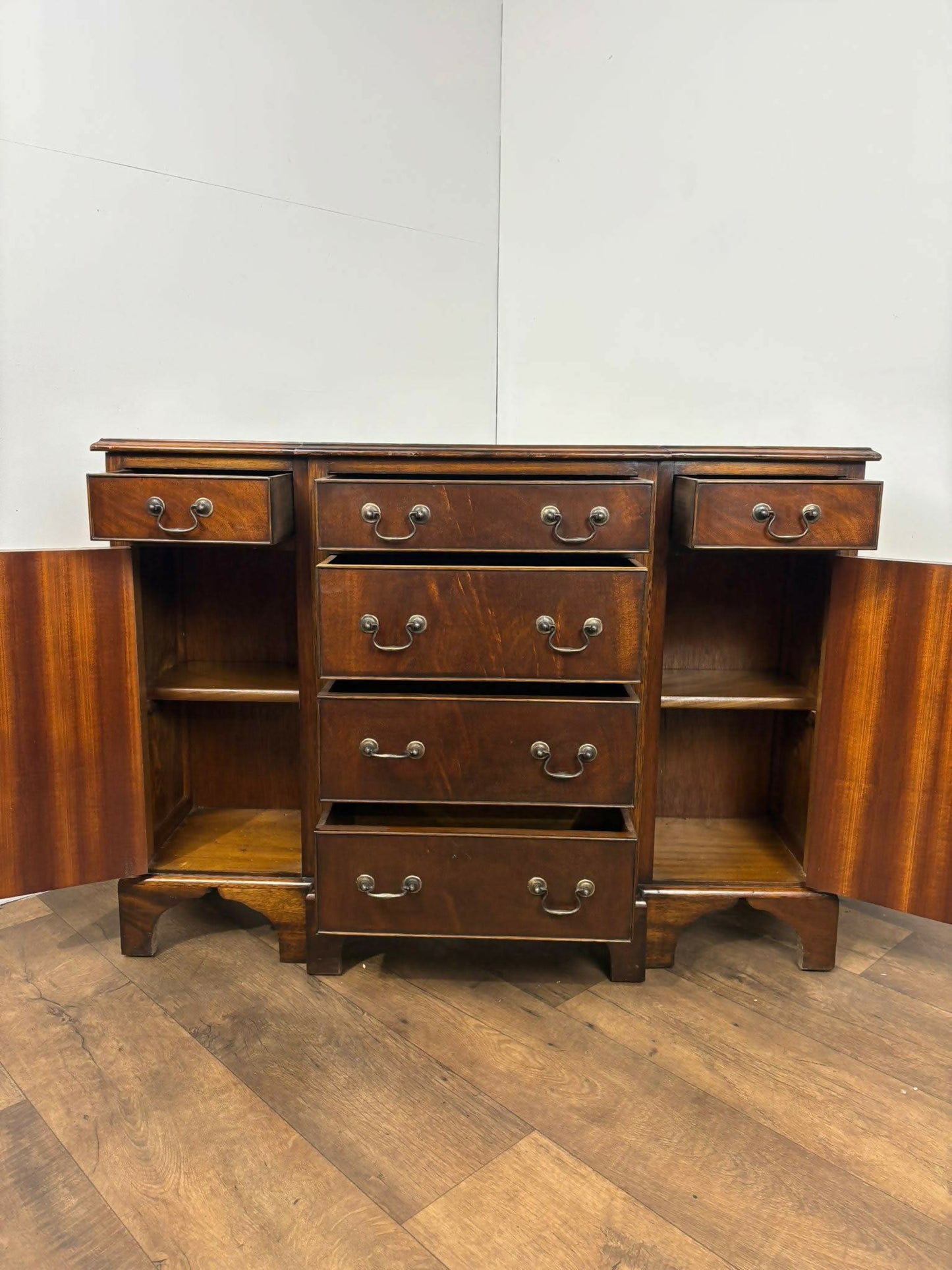 Reproduction Mahogany Crossbanded Breakfront Sideboard