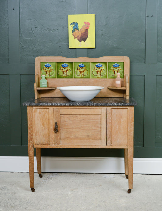Limed Oak Washstand with Marble Top - Vanity Unit - SKU 229