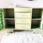 Upcycled French Provincial Cabinet in Sage Green and Tropical Jungle ,Upcycled Statement Furniture