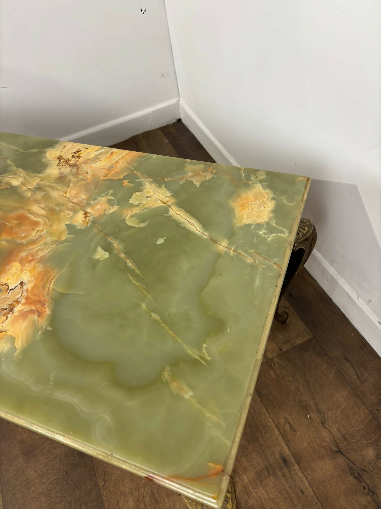 Vintage Marble Top and Brass Base Coffee Table