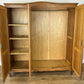 Wardrobe Vintage French Louis Oak Triple Door Carved Armoire Cabinet LOT 6537