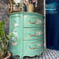Vintage French Style Green Chest of Drawers | Floral Upcycled Dresser