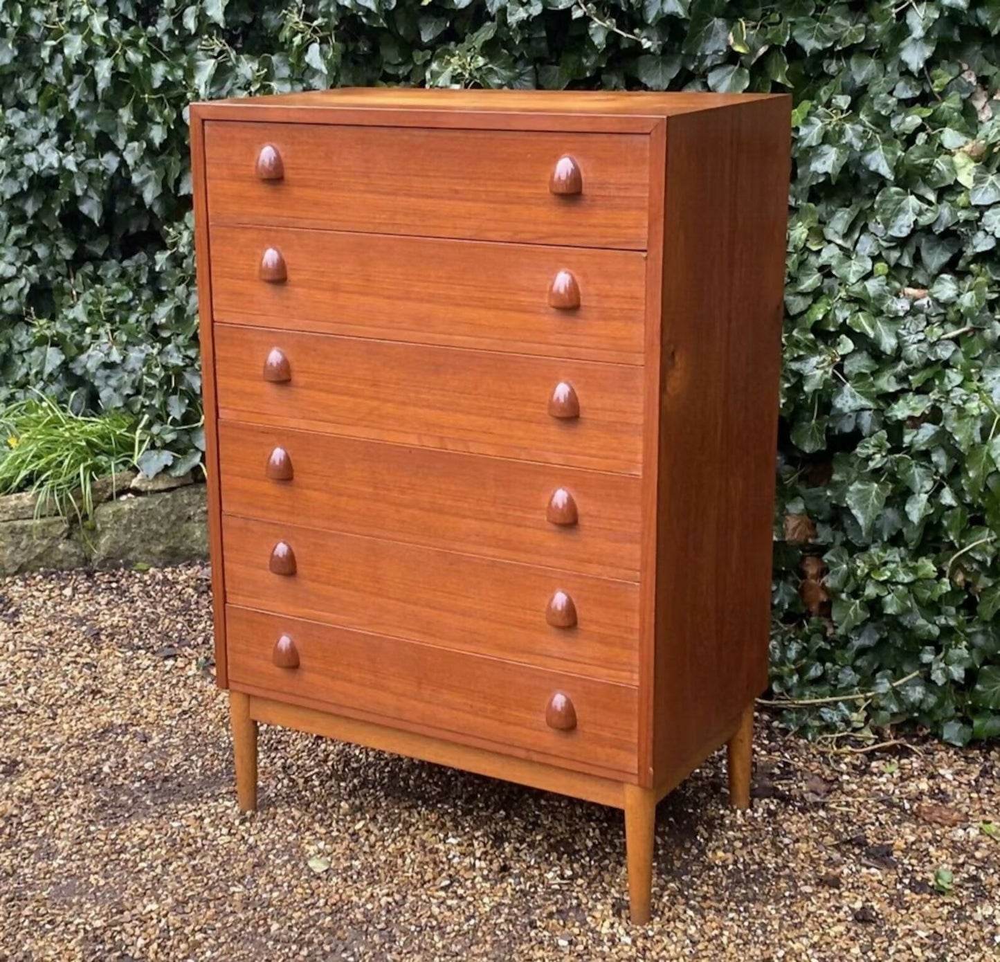 Vintage Tallboy Mid Century Danish Teak Dresser Chest Of Drawers
