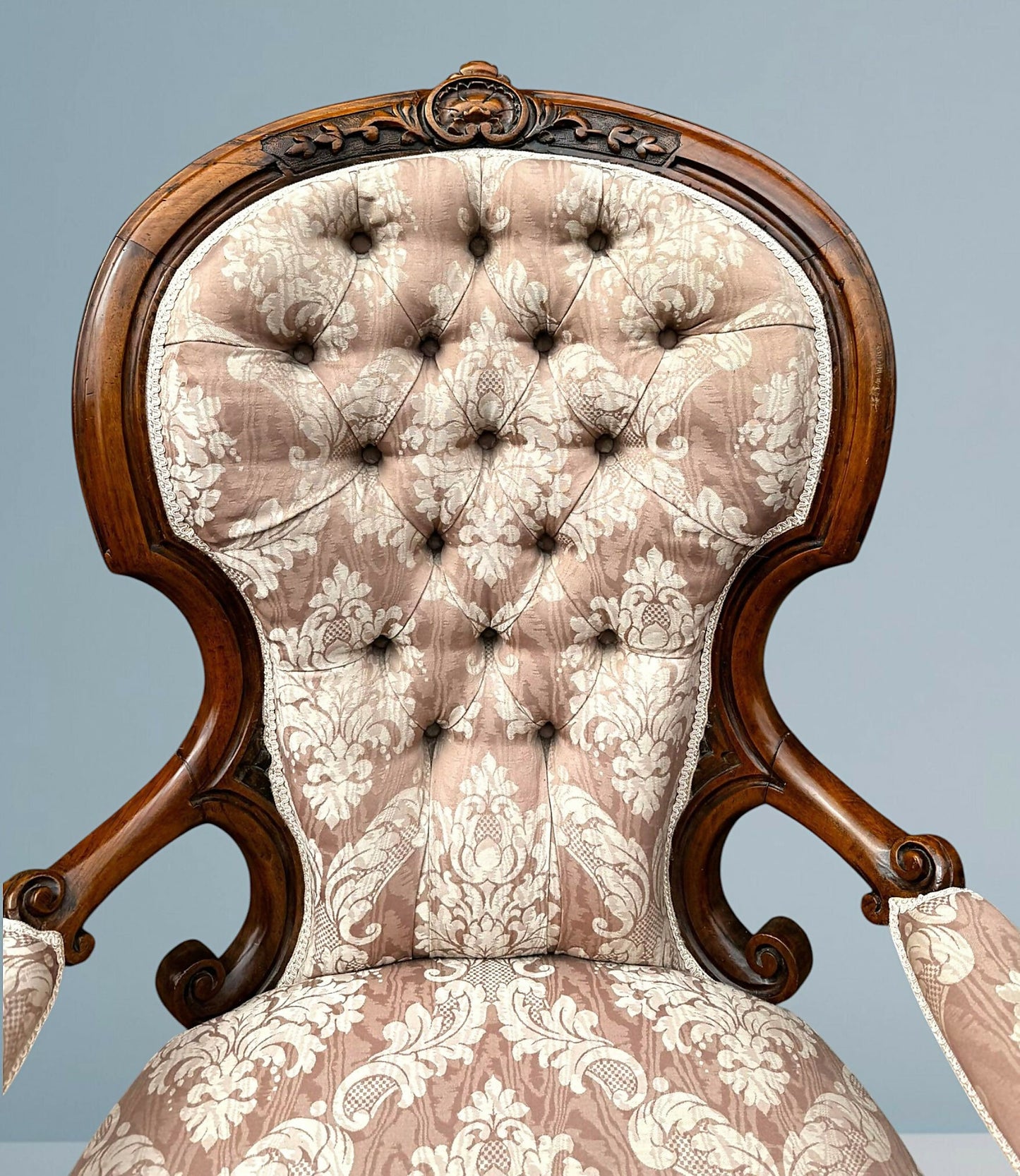 Victorian Walnut Open Armchair