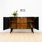 Refurbished Burr Walnut and Black Stonehill Art Deco Cocktail Cabinet, Drinks Cabinet, Vintage Sideboard, Gin Bar