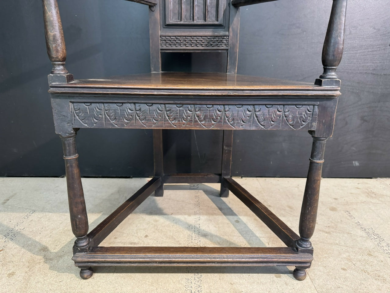Carved Oak Wainscot Arm Chair