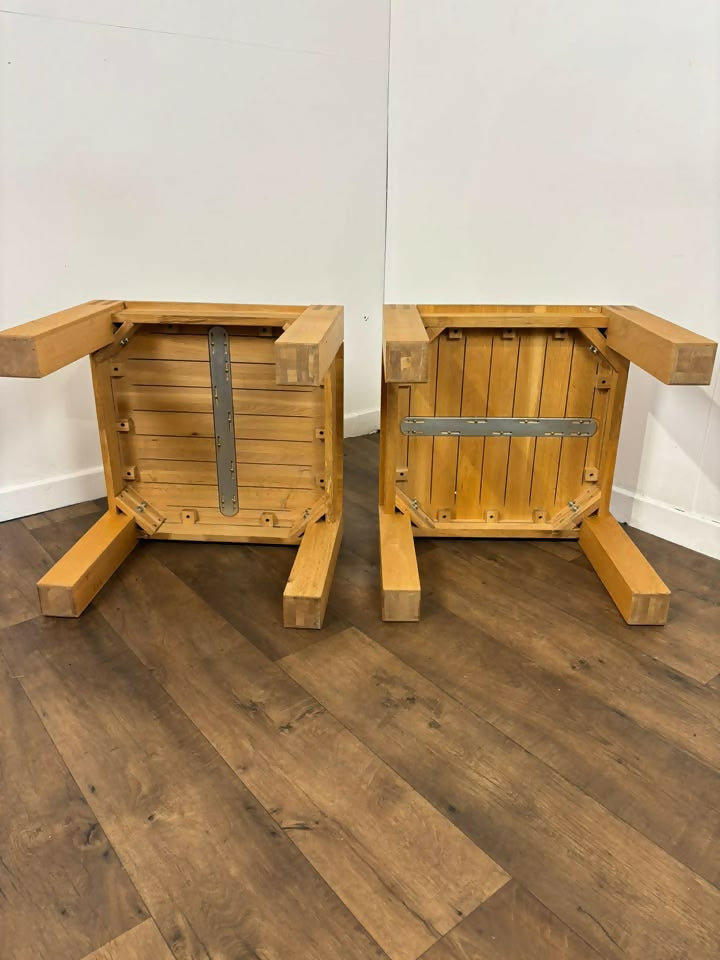 Pair of Modern Solid Oak Lamp Tables