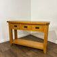 Modern Solid Oak Three Drawer Console Table