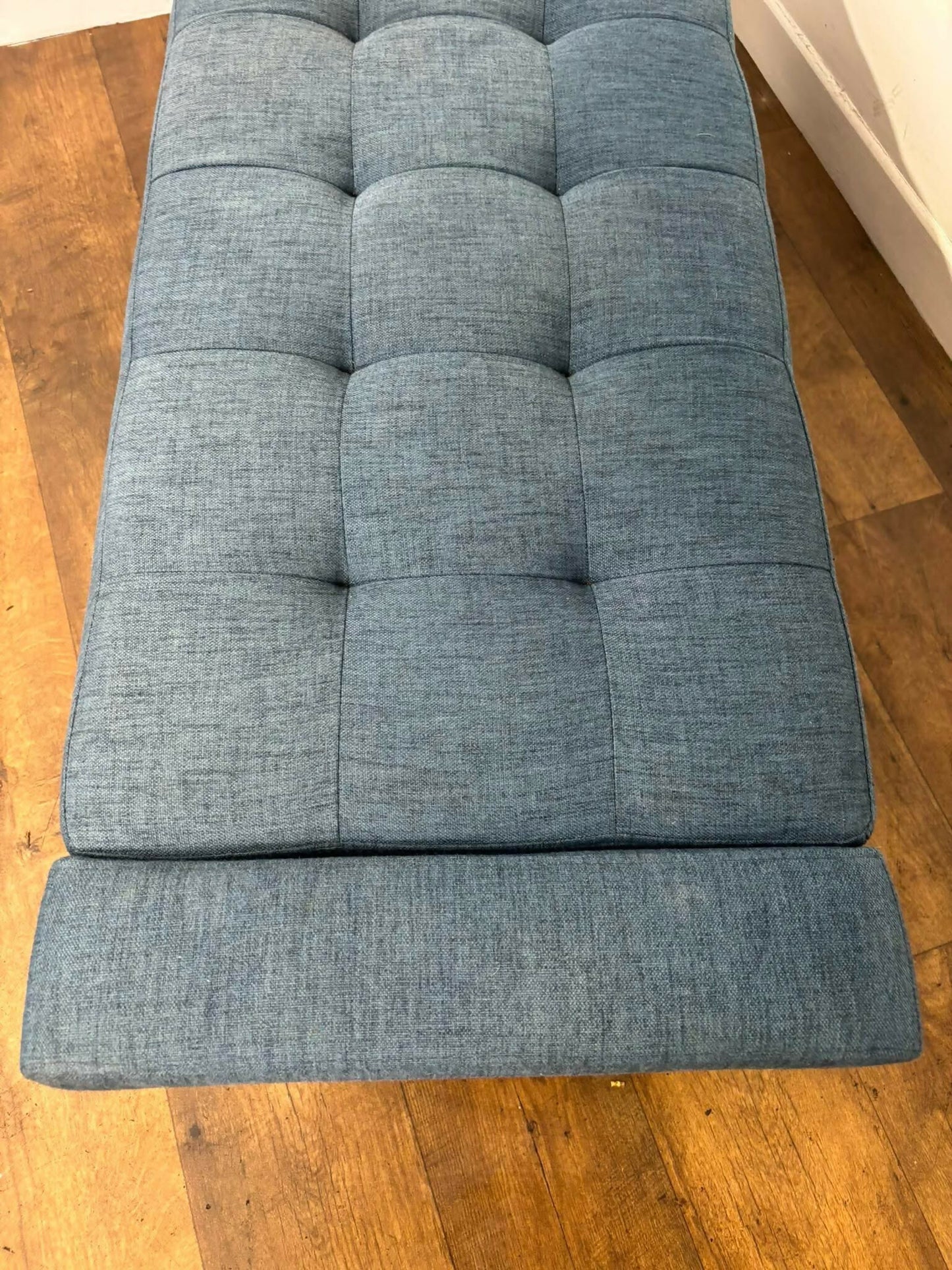 Modern Blue Upholstered Storage Ottoman Bench