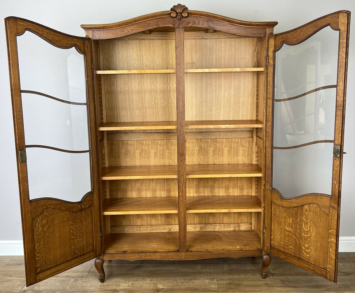Bookcase Vintage French Louis Oak Glazed Display Cabinet Sideboard LOT 6522