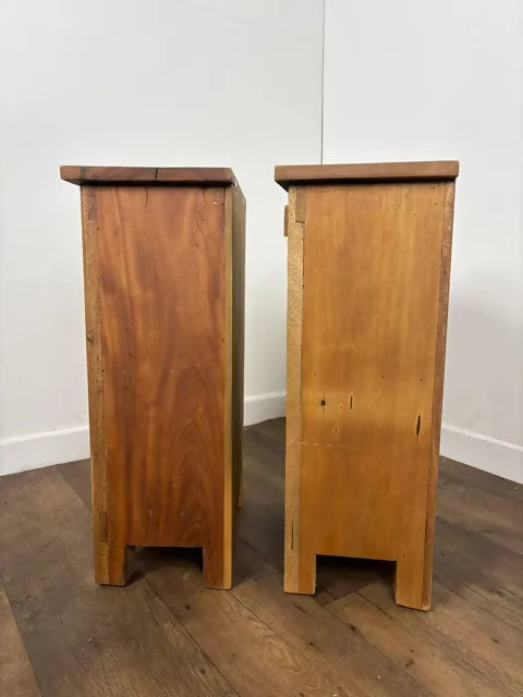 Pair of Reclaimed Indian Wood Bedside Cabinets