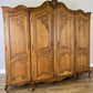 Wardrobe Vintage French Louis XVI Style Oak Four Door Carved Armoire LOT 6496