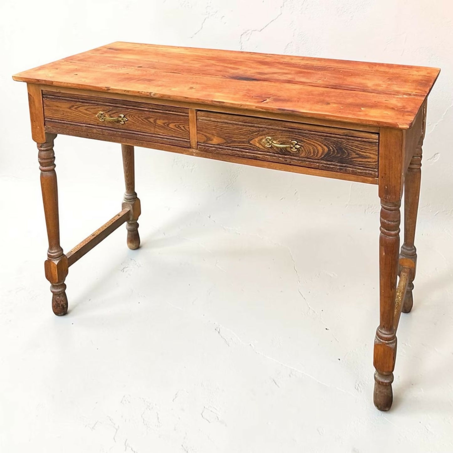 Antique 19th Century Rustic pitch pine side table desk