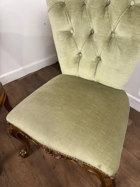 Pair Of Reproduction Upholstered Bedroom Chairs