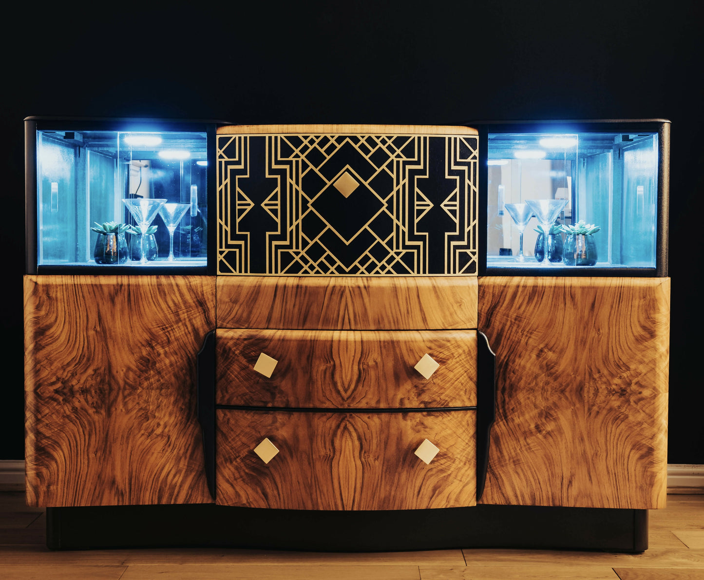 Zac Art Deco Cocktail Cabinet/ Drinks Cabinet