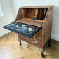 Solid walnut chinoisorie burr wood black gold bureau desk drawers
